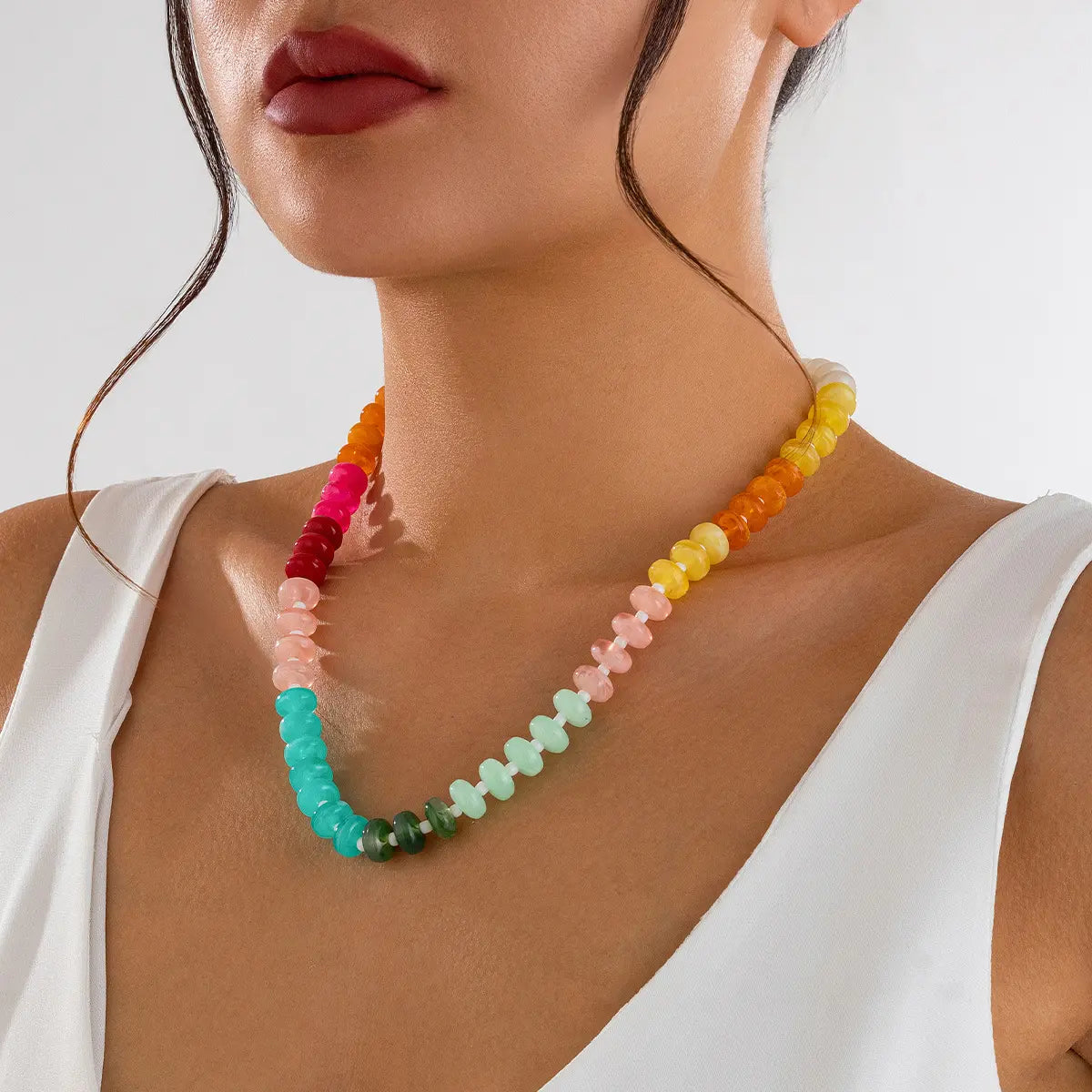Cool Harmony - Rainbow Bead Necklace